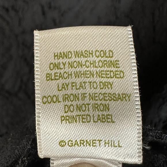 Garnet Hill Top Womens Large Black Lace 3/4 Sleeve Neutral Party Holiday Stretch - Picture 7 of 11